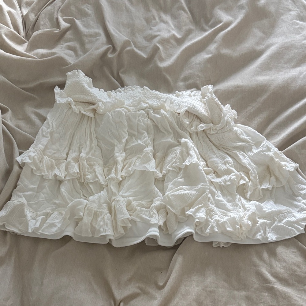 Altar'd State Cream Textured Ruffle Skirt